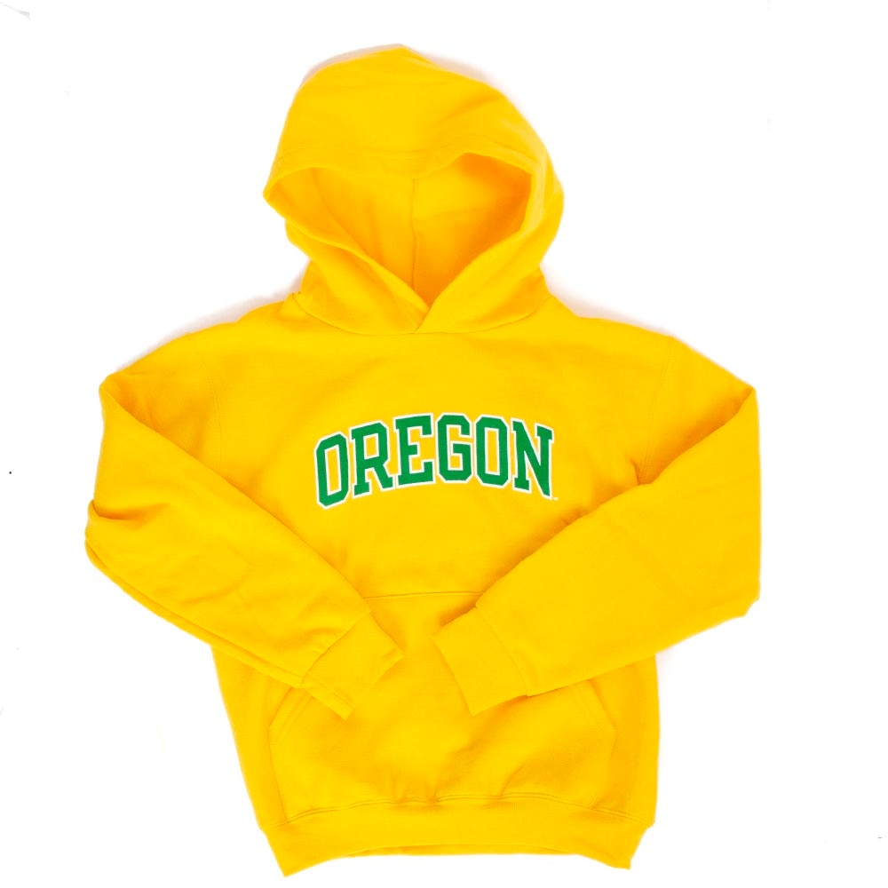 Arched Oregon, Champion, Yellow, Hoodie, Cotton Blend, Kids, Youth, Powerblend, Pullover, Sweatshirt, 964349